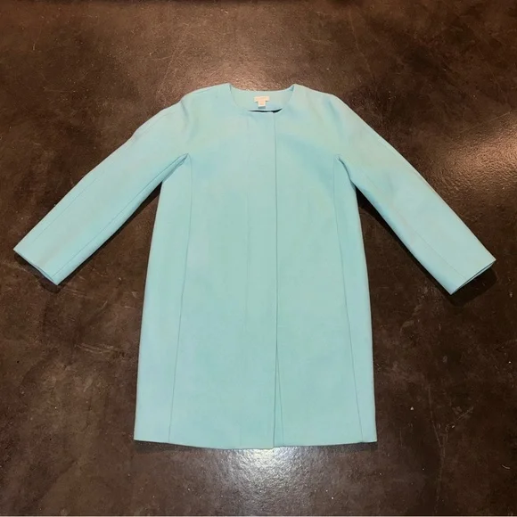 J Crew Womens Collarless Dress Coat Wool Blend Jacket Pockets Size 8 - Picture 2 of 8